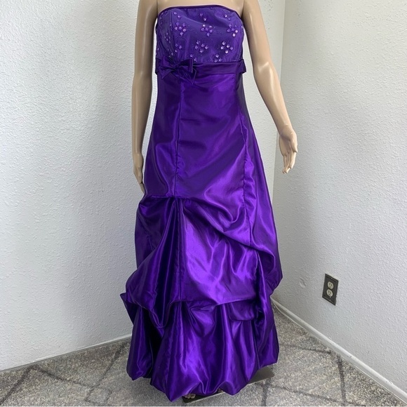 Jessica McClintock/Gunne Sax Purple Bubble Hem Satin Gown Prom Whimsigoth fairy - Picture 1 of 15